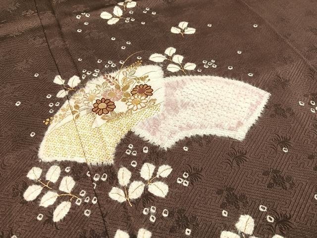 平和屋着物●訪問着 駒刺繍 絞り 地紙花文 金彩 正絹 逸品 CABC2782vp