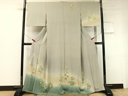 平和屋着物●本加賀友禅作家 鶴見保次 訪問着 草花文 暈し染め 正絹 逸品 CABC2783vp