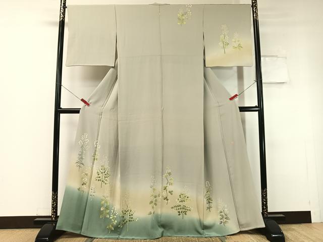 平和屋着物●本加賀友禅作家 鶴見保次 訪問着 草花文 暈し染め 正絹 逸品 CABC2783vp