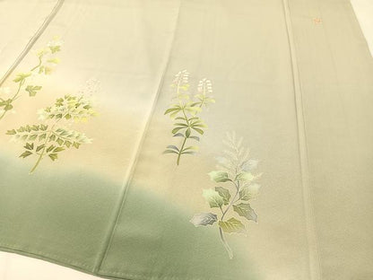 平和屋着物●本加賀友禅作家 鶴見保次 訪問着 草花文 暈し染め 正絹 逸品 CABC2783vp