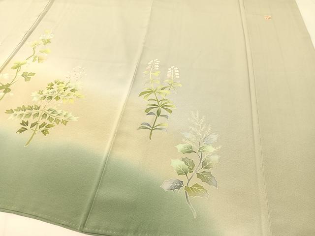 平和屋着物●本加賀友禅作家 鶴見保次 訪問着 草花文 暈し染め 正絹 逸品 CABC2783vp