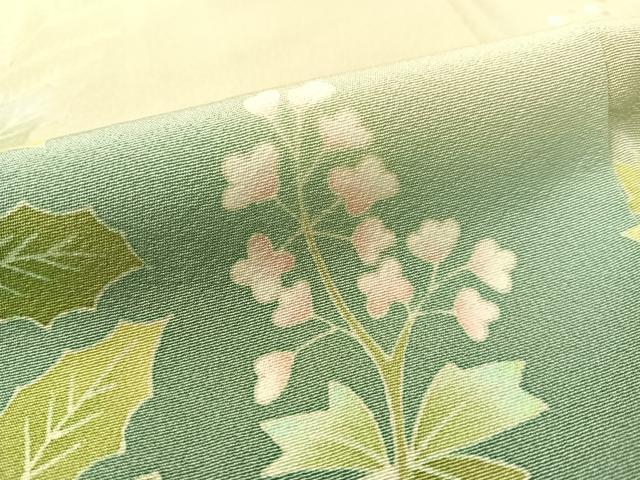 平和屋着物●本加賀友禅作家 鶴見保次 訪問着 草花文 暈し染め 正絹 逸品 CABC2783vp