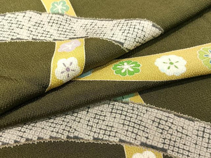 平和屋着物●上質な小紋 丸重ね鹿の子花文 鬼しぼ縮緬 正絹 逸品 CABC2785vp