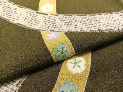 平和屋着物●上質な小紋 丸重ね鹿の子花文 鬼しぼ縮緬 正絹 逸品 CABC2785vp