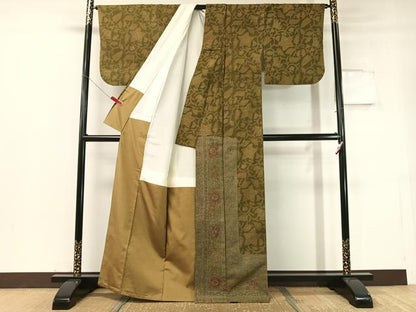 平和屋着物●訪問着 生紬 更紗吉祥文 正絹 逸品 CABC2786vp