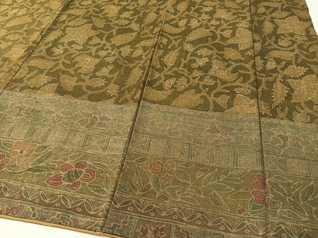 平和屋着物●訪問着 生紬 更紗吉祥文 正絹 逸品 CABC2786vp