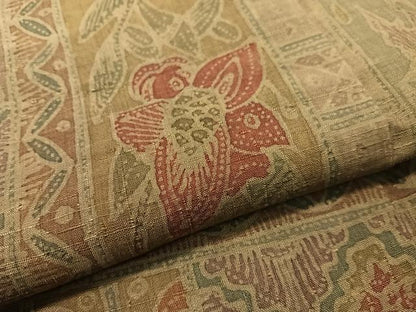 平和屋着物●訪問着 生紬 更紗吉祥文 正絹 逸品 CABC2786vp
