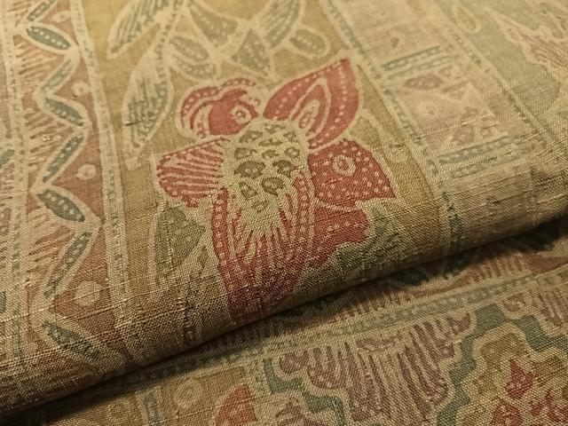 平和屋着物●訪問着 生紬 更紗吉祥文 正絹 逸品 CABC2786vp