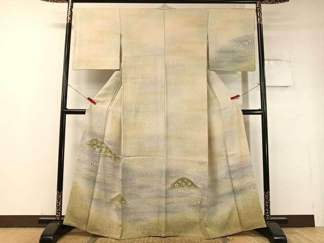 平和屋着物●訪問着 遠山霞花文 暈し染め 銀通し地 鈴乃屋扱い 正絹 逸品 CABC2788vp