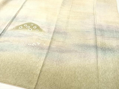 平和屋着物●訪問着 遠山霞花文 暈し染め 銀通し地 鈴乃屋扱い 正絹 逸品 CABC2788vp