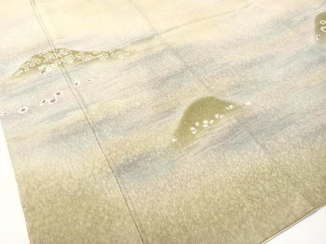 平和屋着物●訪問着 遠山霞花文 暈し染め 銀通し地 鈴乃屋扱い 正絹 逸品 CABC2788vp
