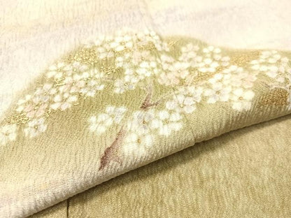 平和屋着物●訪問着 遠山霞花文 暈し染め 銀通し地 鈴乃屋扱い 正絹 逸品 CABC2788vp