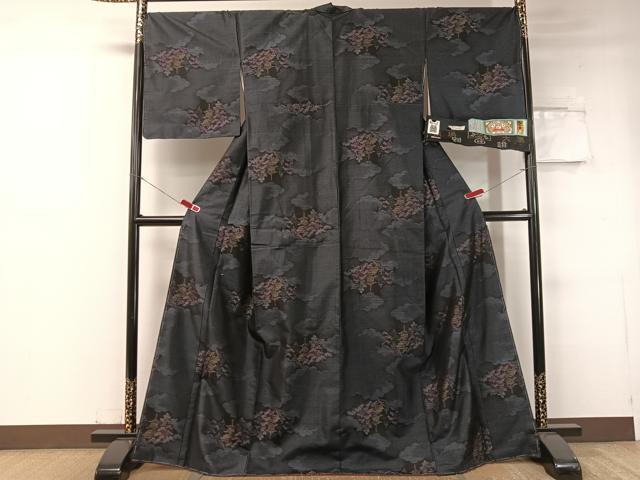 平和屋着物●本場大島紬 堀之内織物謹製 雲重ね風景文 証紙付き 正絹 逸品 未使用 CABC2789vp