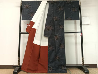 平和屋着物●本場大島紬 堀之内織物謹製 雲重ね風景文 証紙付き 正絹 逸品 未使用 CABC2789vp