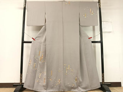平和屋着物●銀座きしや　訪問着　駒刺繍　短冊花鳥文　金彩　正絹　逸品　CABC2790vp
