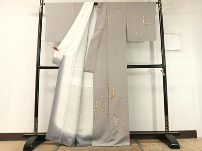 平和屋着物●銀座きしや　訪問着　駒刺繍　短冊花鳥文　金彩　正絹　逸品　CABC2790vp