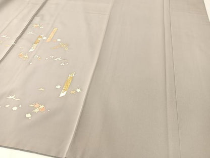 平和屋着物●銀座きしや　訪問着　駒刺繍　短冊花鳥文　金彩　正絹　逸品　CABC2790vp