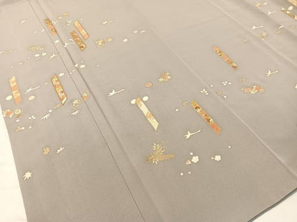 平和屋着物●銀座きしや　訪問着　駒刺繍　短冊花鳥文　金彩　正絹　逸品　CABC2790vp