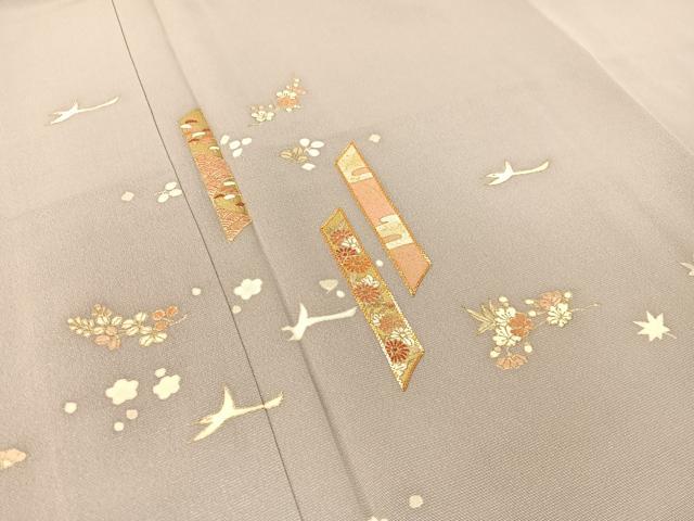 平和屋着物●銀座きしや　訪問着　駒刺繍　短冊花鳥文　金彩　正絹　逸品　CABC2790vp