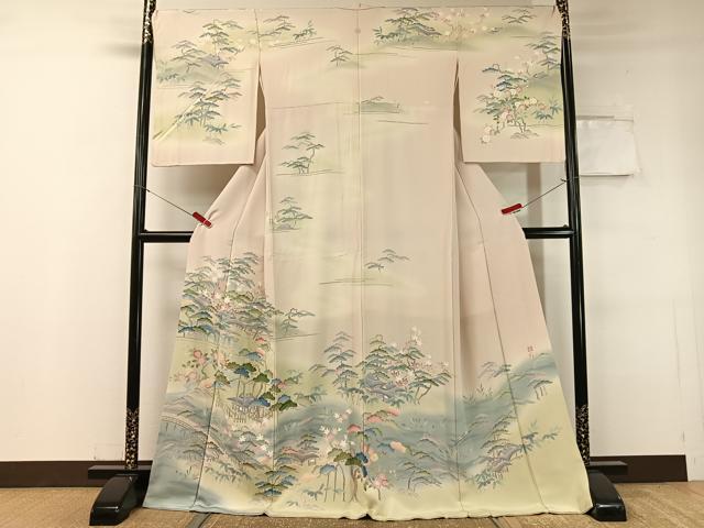 平和屋着物●訪問着 友禅 作家物 御所解文 暈し染め ロング丈 正絹 逸品 CABC2791vp