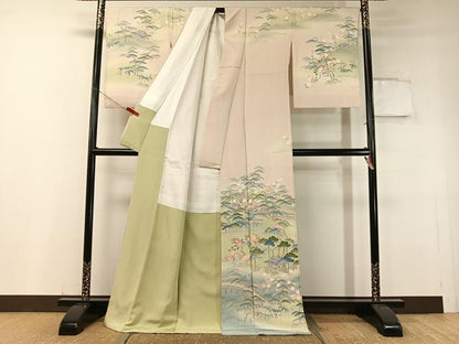 平和屋着物●訪問着 友禅 作家物 御所解文 暈し染め ロング丈 正絹 逸品 CABC2791vp