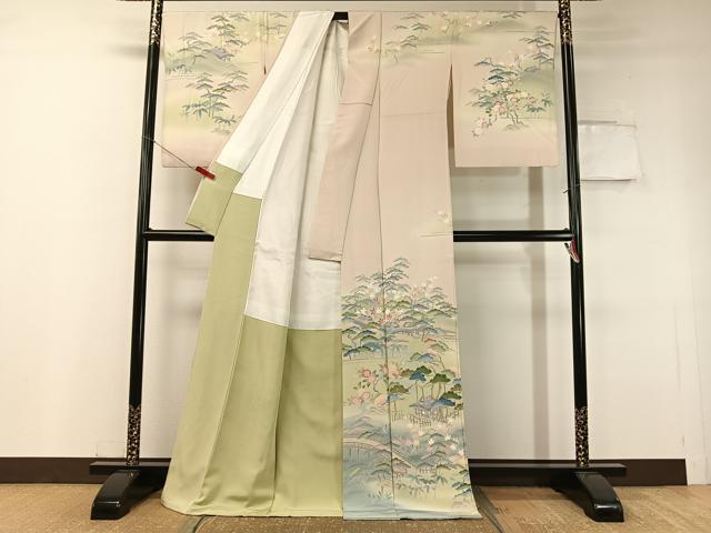 平和屋着物●訪問着 友禅 作家物 御所解文 暈し染め ロング丈 正絹 逸品 CABC2791vp
