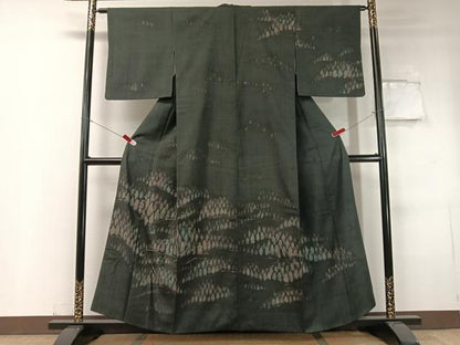 平和屋着物●訪問着 紬地 刺繍 草木文 伊勢丹扱い 正絹 逸品 CABC2793vp