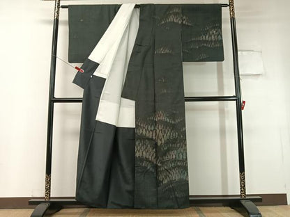 平和屋着物●訪問着 紬地 刺繍 草木文 伊勢丹扱い 正絹 逸品 CABC2793vp