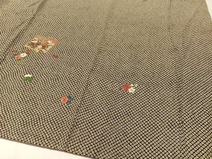 平和屋着物●訪問着 総刺繍 駒刺繍 冊子花文 暈し染め 金通し地 正絹 逸品 CABC2794vp