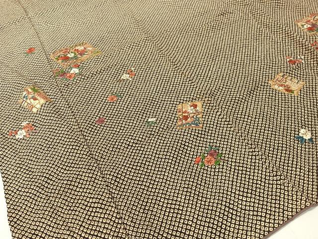 平和屋着物●訪問着 総刺繍 駒刺繍 冊子花文 暈し染め 金通し地 正絹 逸品 CABC2794vp