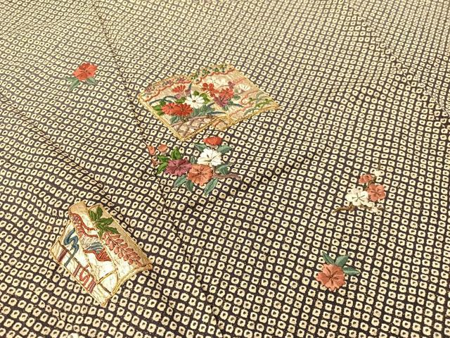 平和屋着物●訪問着 総刺繍 駒刺繍 冊子花文 暈し染め 金通し地 正絹 逸品 CABC2794vp
