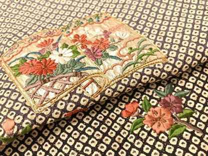 平和屋着物●訪問着 総刺繍 駒刺繍 冊子花文 暈し染め 金通し地 正絹 逸品 CABC2794vp