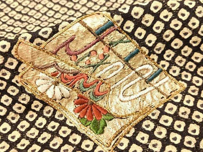 平和屋着物●訪問着 総刺繍 駒刺繍 冊子花文 暈し染め 金通し地 正絹 逸品 CABC2794vp