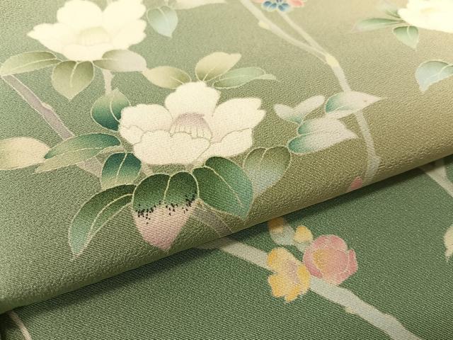 平和屋着物●訪問着 友禅 作家物 枝花文 暈し染め 正絹 逸品 CABC2795vp