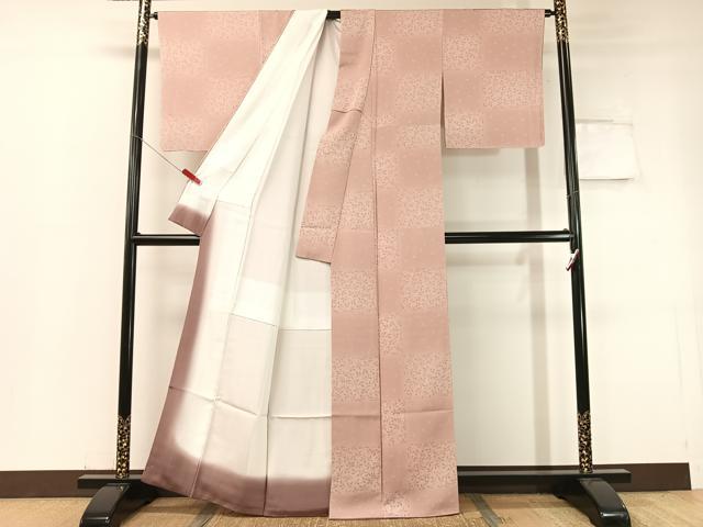 平和屋着物●上質な小紋 市松南天文 暈し染め 正絹 逸品 未使用 CABC2797vp