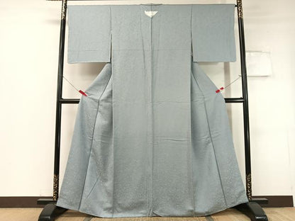 平和屋着物●上質な色無地 草花地紋 勿忘草色 さが美扱い 正絹 逸品 未使用 CABC2799vp