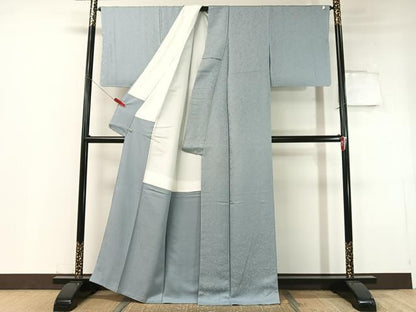 平和屋着物●上質な色無地 草花地紋 勿忘草色 さが美扱い 正絹 逸品 未使用 CABC2799vp