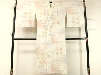 平和屋着物●長襦袢 無双仕立て 本手摺り 作家物 霞花文 暈し染め 金彩 半衿刺繍 正絹 逸品 CABC2800vp