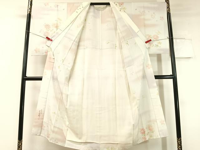 平和屋着物●長襦袢 無双仕立て 本手摺り 作家物 霞花文 暈し染め 金彩 半衿刺繍 正絹 逸品 CABC2800vp