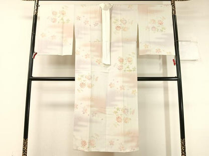 平和屋着物●長襦袢 無双仕立て 本手摺り 作家物 霞花文 暈し染め 金彩 半衿刺繍 正絹 逸品 CABC2800vp