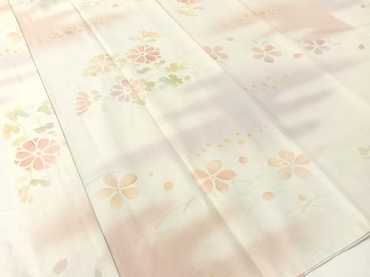 平和屋着物●長襦袢 無双仕立て 本手摺り 作家物 霞花文 暈し染め 金彩 半衿刺繍 正絹 逸品 CABC2800vp