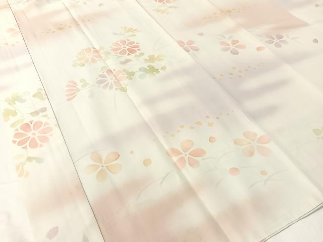 平和屋着物●長襦袢 無双仕立て 本手摺り 作家物 霞花文 暈し染め 金彩 半衿刺繍 正絹 逸品 CABC2800vp
