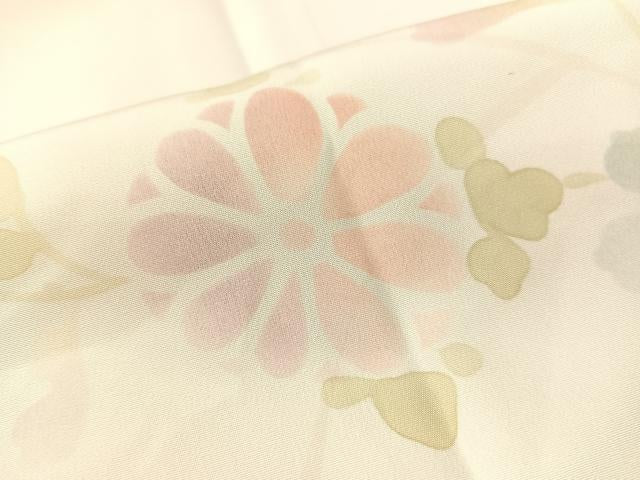 平和屋着物●長襦袢 無双仕立て 本手摺り 作家物 霞花文 暈し染め 金彩 半衿刺繍 正絹 逸品 CABC2800vp