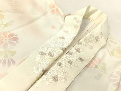 平和屋着物●長襦袢 無双仕立て 本手摺り 作家物 霞花文 暈し染め 金彩 半衿刺繍 正絹 逸品 CABC2800vp