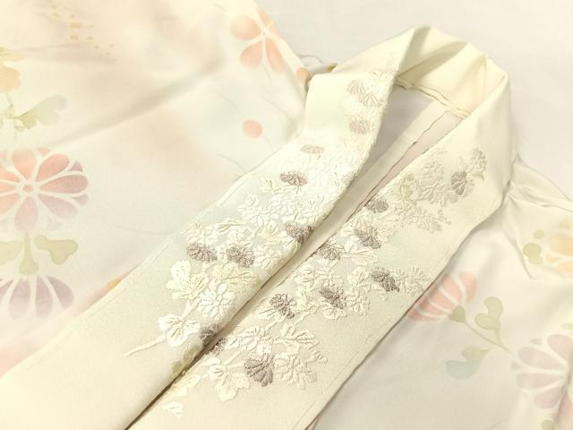 平和屋着物●長襦袢 無双仕立て 本手摺り 作家物 霞花文 暈し染め 金彩 半衿刺繍 正絹 逸品 CABC2800vp