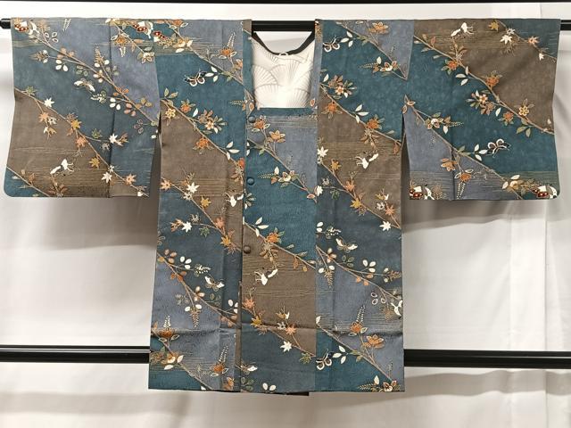 平和屋着物＃道行コート　枝花文　金彩　正絹　逸品　CABC2846ua