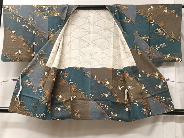 平和屋着物＃道行コート　枝花文　金彩　正絹　逸品　CABC2846ua