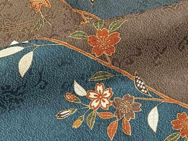 平和屋着物＃道行コート　枝花文　金彩　正絹　逸品　CABC2846ua