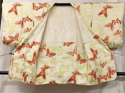 平和屋着物＃道行コート 舞蝶文 正絹 逸品 CABC2857ua