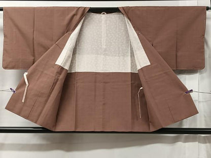 平和屋着物＃道中着 紬地 ときがら茶色 正絹 逸品 未使用 CABC2878ua